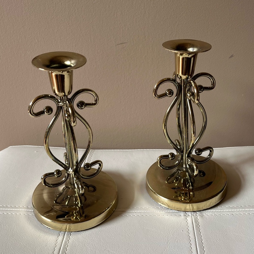 Elegant Gold Candle Holders, Set of 2